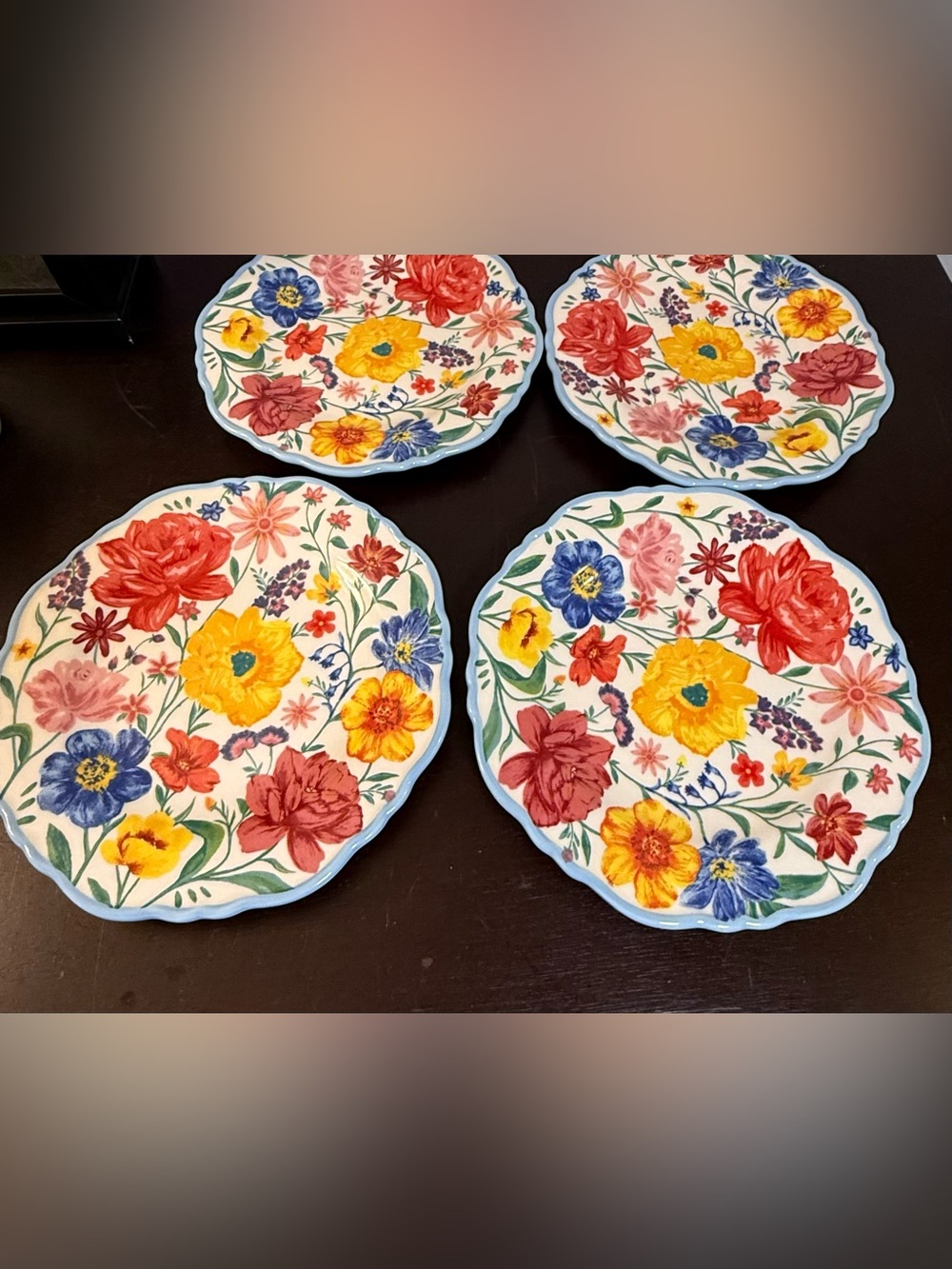 4 The Pioneer Woman Brilliant Blooms Stoneware Salad Plates. 8.5” - Picture 3 of 9